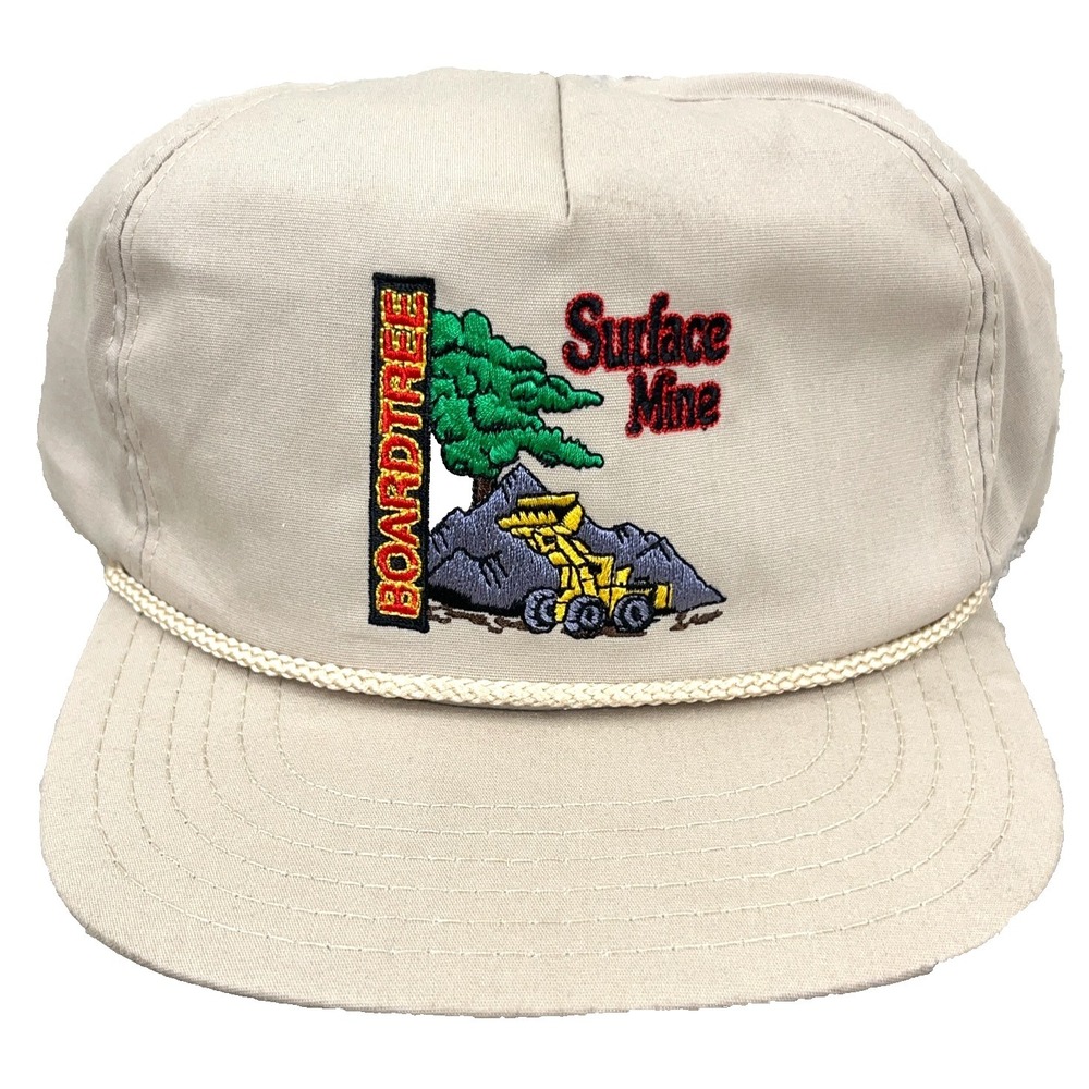 Vintage Boardtree Surface Mine Hat Cap Made In USA Snapback Trucker Rope 80s 90s
